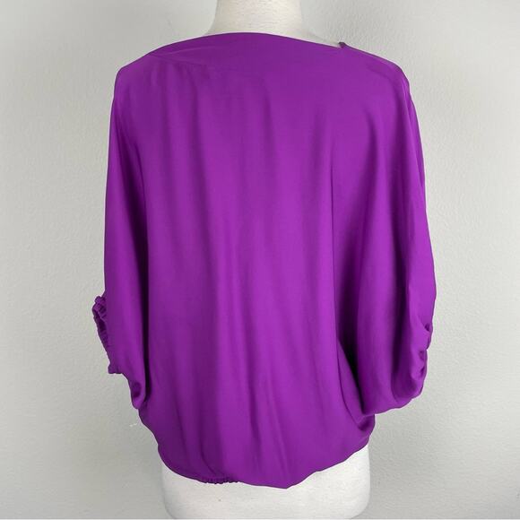 Diane Von Furstenberg Purple Silk Tie Waist Dolman Sleeve Top Blouse 6 - Picture 5 of 10